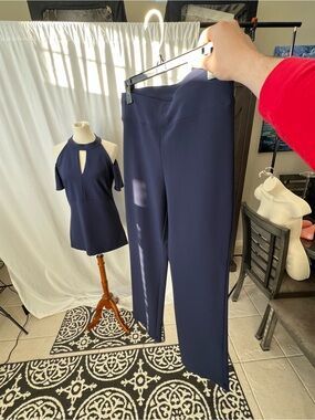💙 Boston Proper Navy 2-Piece Set – Halter Top + Pants – Size M
